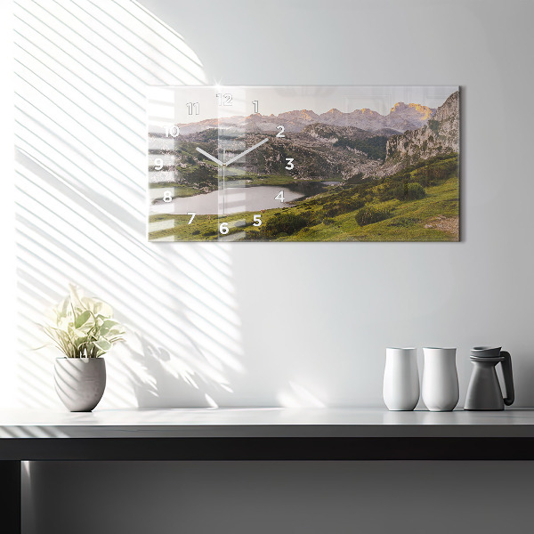 Zegar ścienny poziomy Jezioro i góry Pireneje