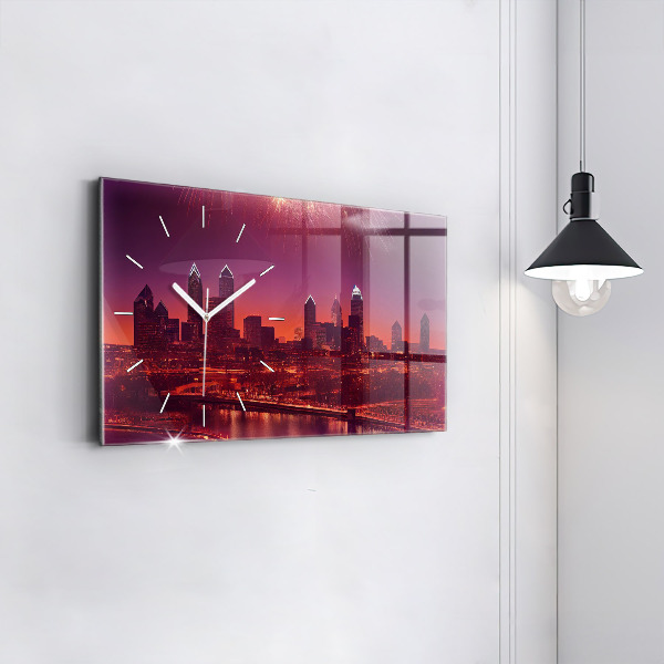 Zegar szklany poziomy Miasto nocą w Philadelphia