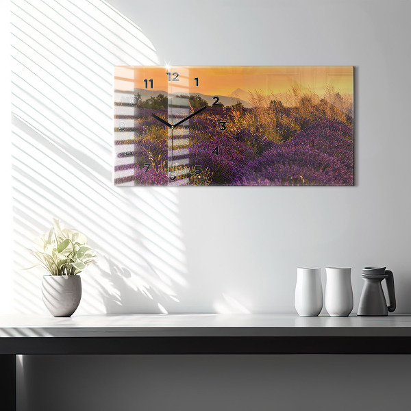 Zegar szklany poziomy Łąka lawendowa Francja