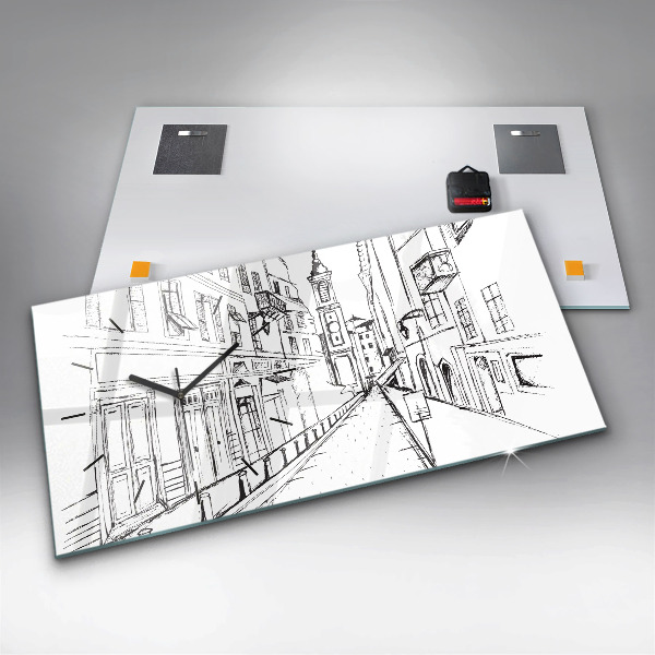 Zegar ścienny poziomy Rysunek miasta Prowansja