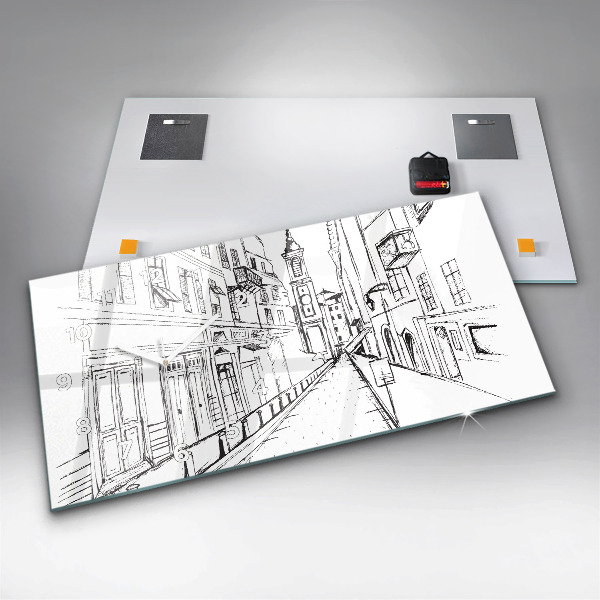 Zegar ścienny poziomy Rysunek miasta Prowansja