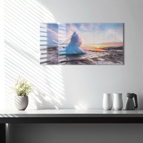 Zegar ścienny poziomy Gejzer na wyspie Islandia