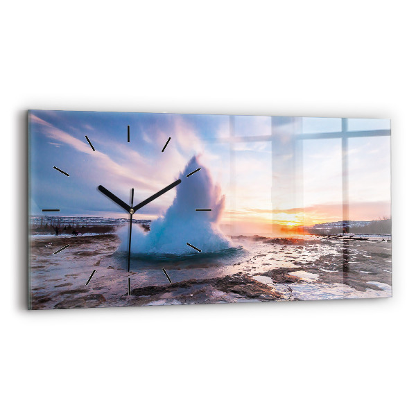 Zegar ścienny poziomy Gejzer na wyspie Islandia