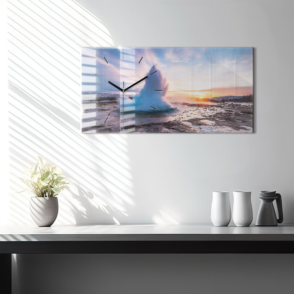 Zegar ścienny poziomy Gejzer na wyspie Islandia