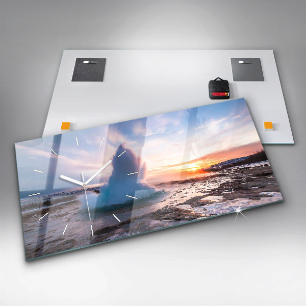 Zegar ścienny poziomy Gejzer na wyspie Islandia