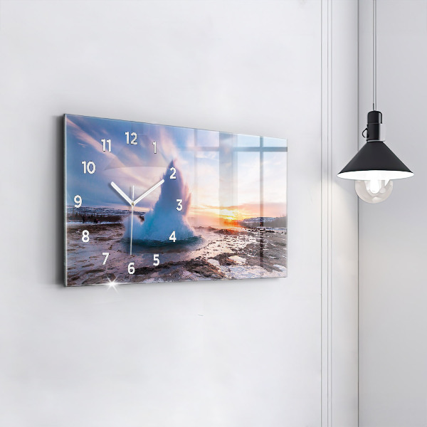 Zegar ścienny poziomy Gejzer na wyspie Islandia