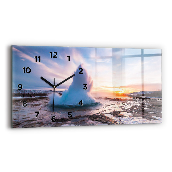 Zegar ścienny poziomy Gejzer na wyspie Islandia