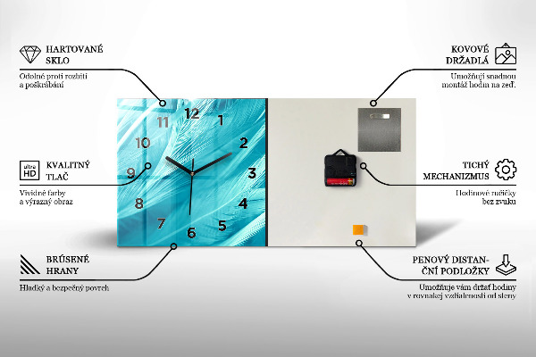 Zegar ścienny poziomy Rysowane góry