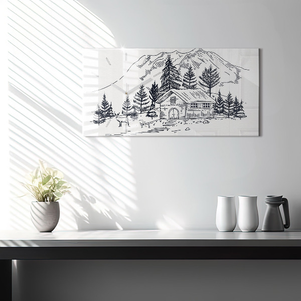 Zegar ścienny poziomy Rysunkowe miasteczko