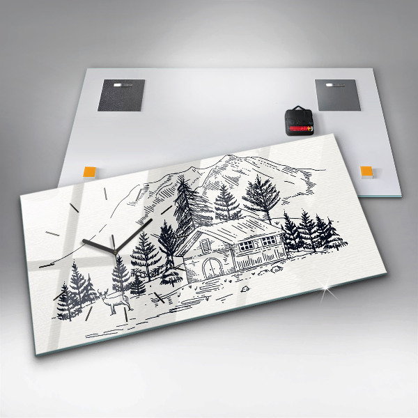 Zegar ścienny poziomy Rysunkowe miasteczko