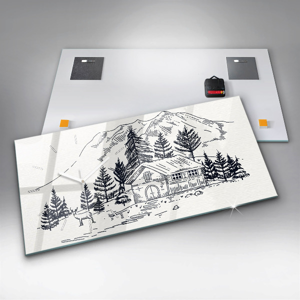 Zegar ścienny poziomy Rysunkowe miasteczko