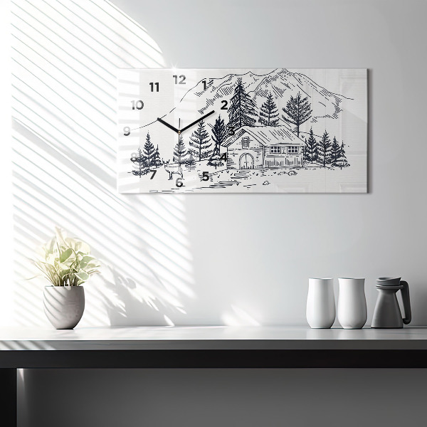 Zegar ścienny poziomy Rysunkowe miasteczko
