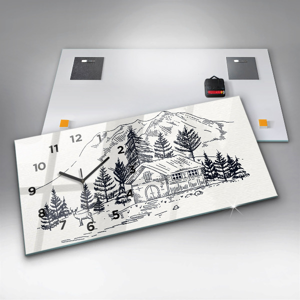 Zegar ścienny poziomy Rysunkowe miasteczko