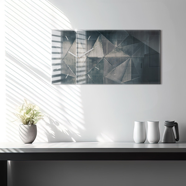 Zegar ścienny poziomy Metalowa abstrakcja trójkąty