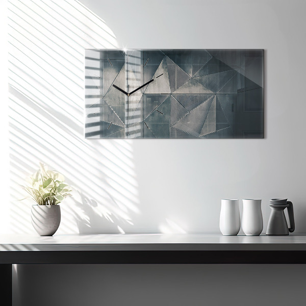 Zegar ścienny poziomy Metalowa abstrakcja trójkąty