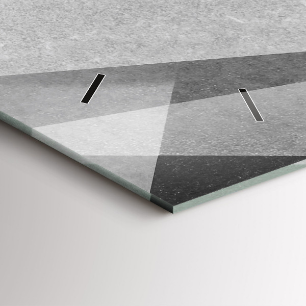 Zegar szklany poziomy Szara Geometryczna Abstrakcja