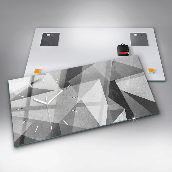 Zegar szklany poziomy Szara Geometryczna Abstrakcja