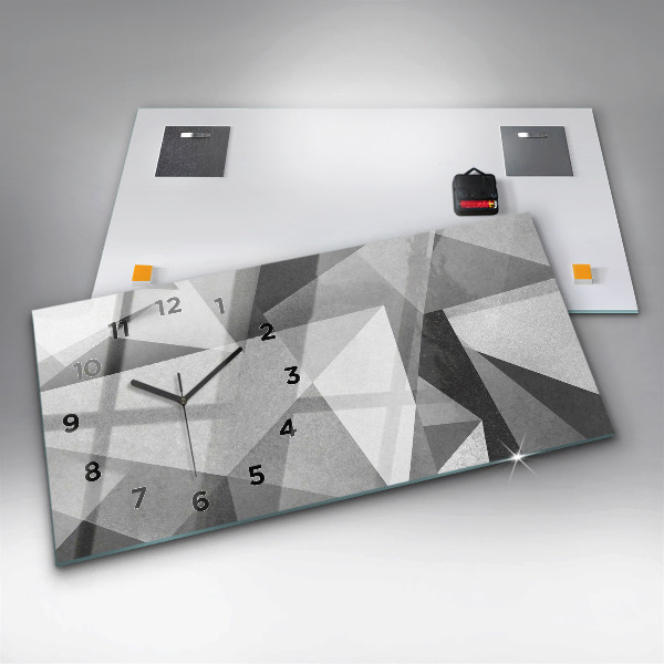 Zegar szklany poziomy Szara Geometryczna Abstrakcja