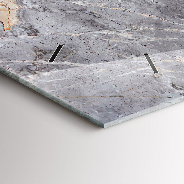 Zegar szklany poziomy Szary Granit Marmur Kamień