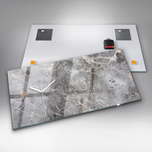 Zegar szklany poziomy Szary Granit Marmur Kamień