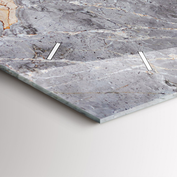 Zegar szklany poziomy Szary Granit Marmur Kamień