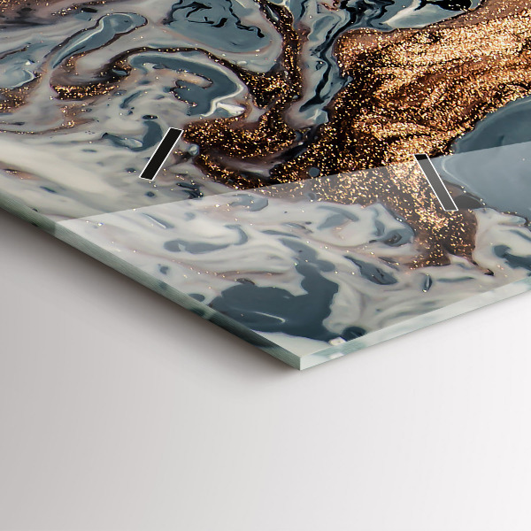 Zegar szklany poziomy Marmur Sztuka Abstrakcja