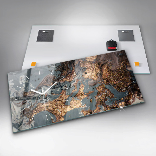 Zegar szklany poziomy Marmur Sztuka Abstrakcja