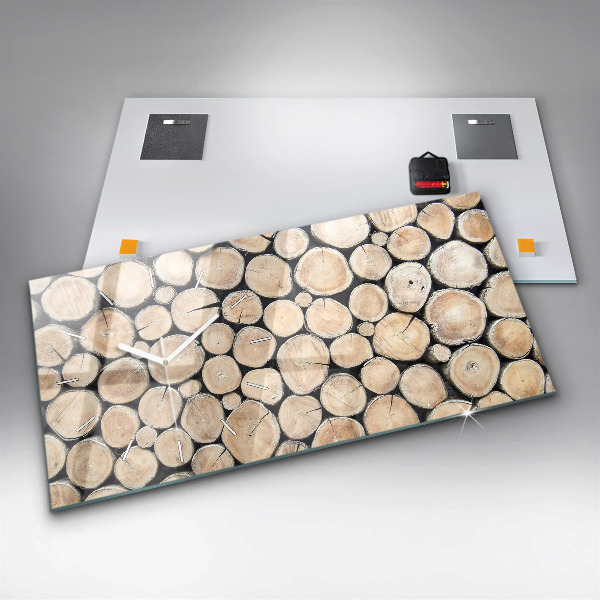 Zegar ścienny poziomy Ścięte drzewa pieńki