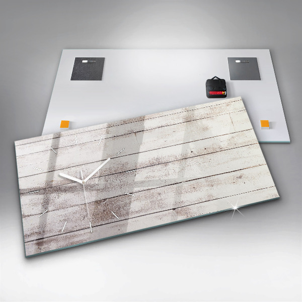 Zegar ścienny poziomy Jasne deski drewna