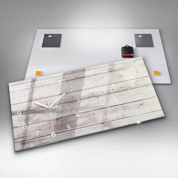 Zegar ścienny poziomy Jasne deski drewna