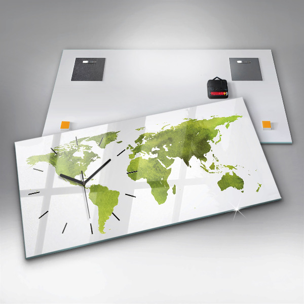 Zegar ścienny poziomy Akwarele mapa świata