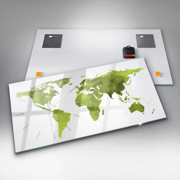 Zegar ścienny poziomy Akwarele mapa świata