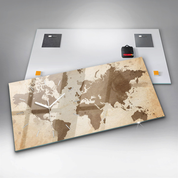 Zegar ścienny poziomy Namalowana mapa świata