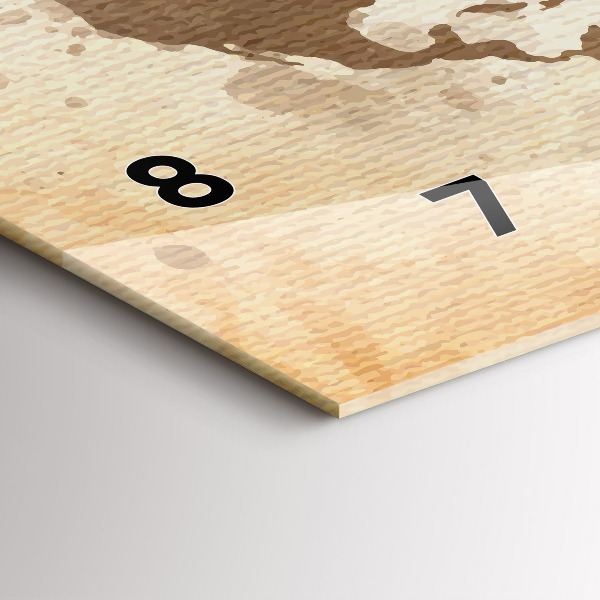 Zegar ścienny poziomy Namalowana mapa świata