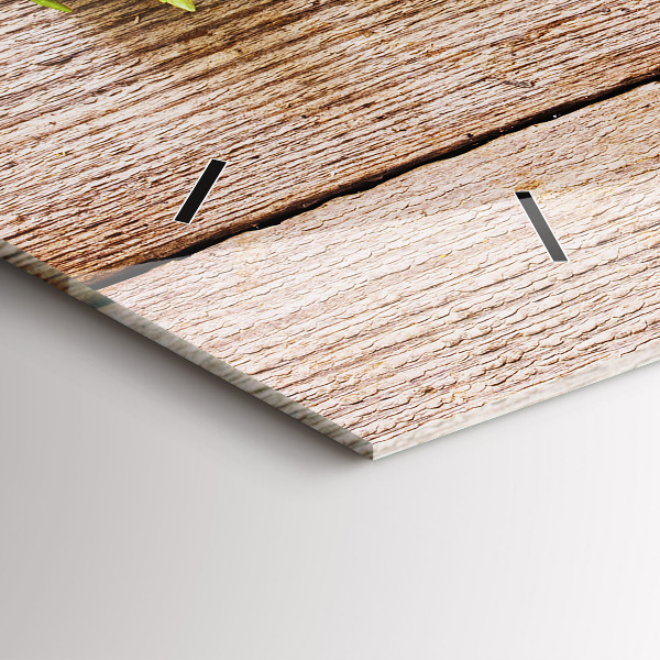 Zegar ścienny poziomy Kwiaty na drewnie