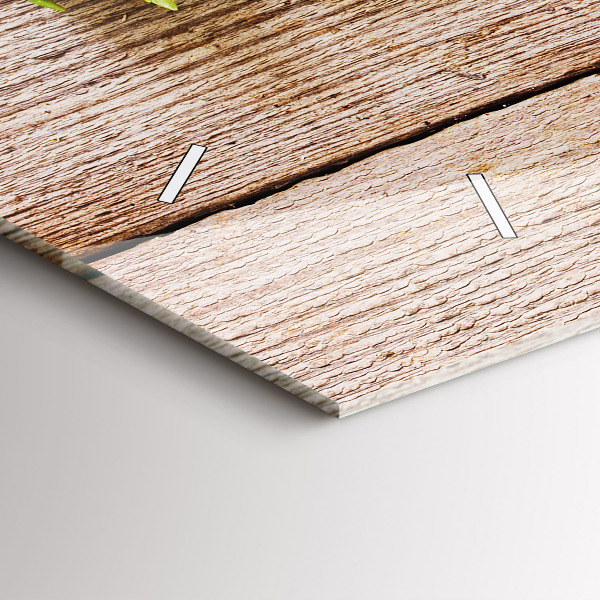 Zegar ścienny poziomy Kwiaty na drewnie