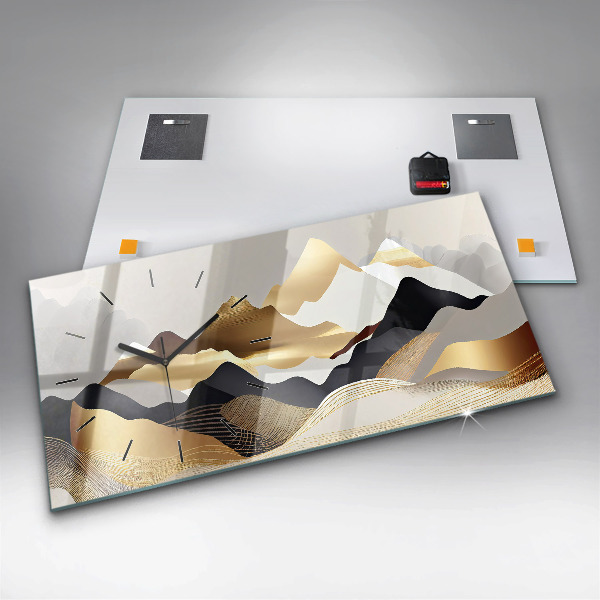 Zegar szklany poziomy Abstrakcja złote góry