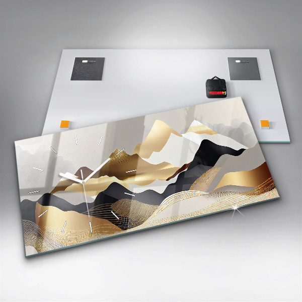 Zegar szklany poziomy Abstrakcja złote góry