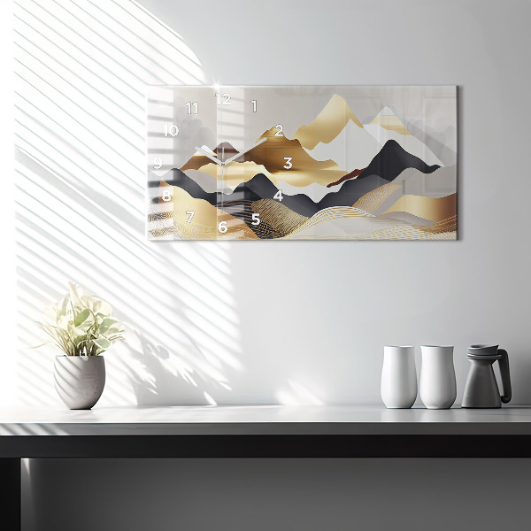 Zegar szklany poziomy Abstrakcja złote góry