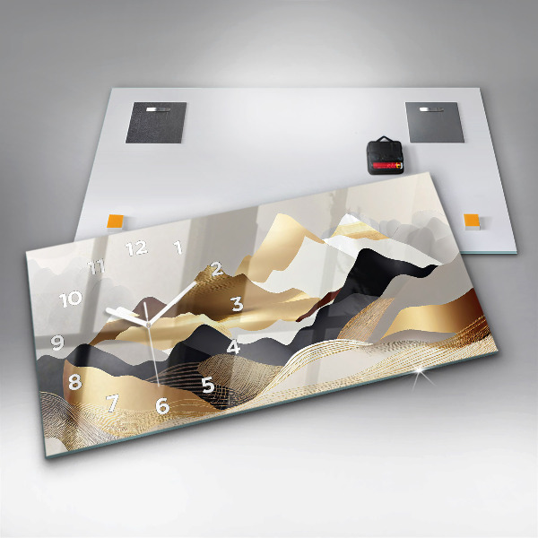 Zegar szklany poziomy Abstrakcja złote góry