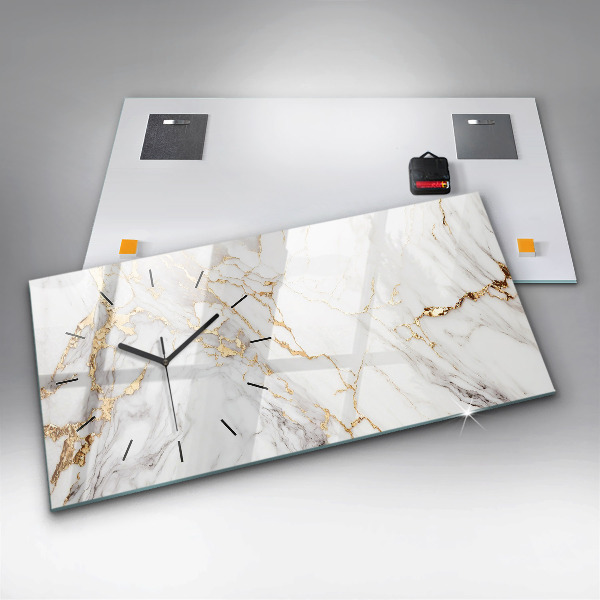 Zegar szklany poziomy Marmur ozdobny