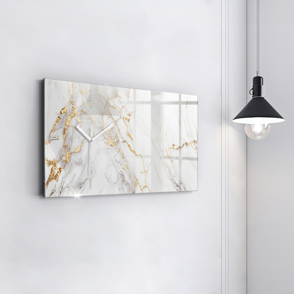 Zegar szklany poziomy Marmur ozdobny
