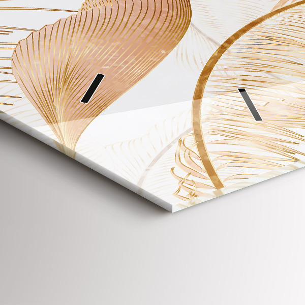 Zegar szklany poziomy Wzór liści natura