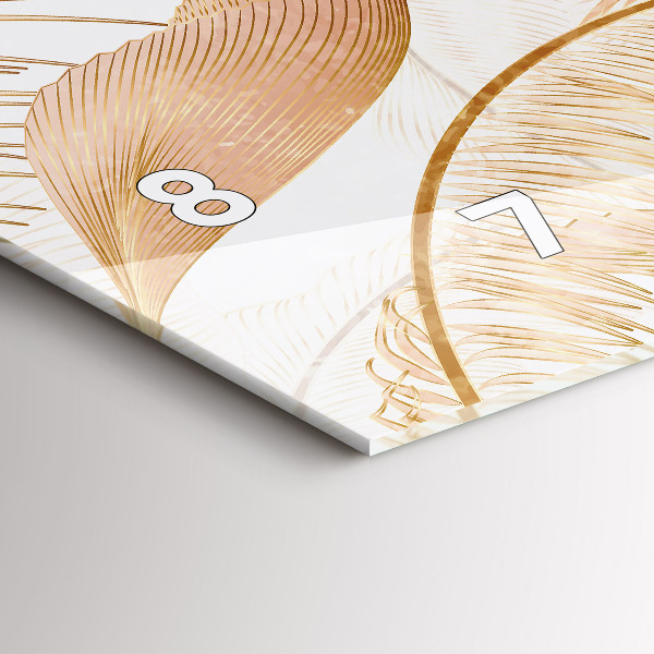 Zegar szklany poziomy Wzór liści natura