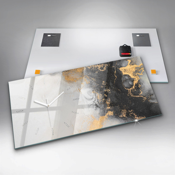 Zegar szklany poziomy Marmur sztuka