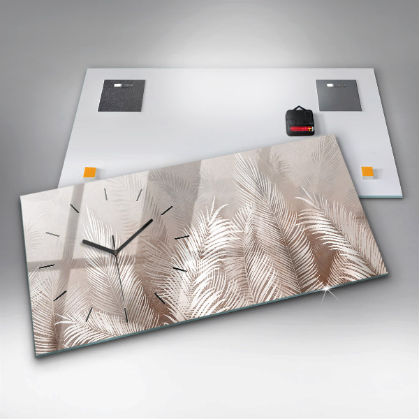 Zegar szklany poziomy Tropikalne liście