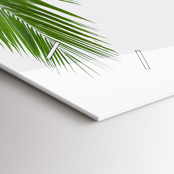 Zegar szklany poziomy Liście palma natura