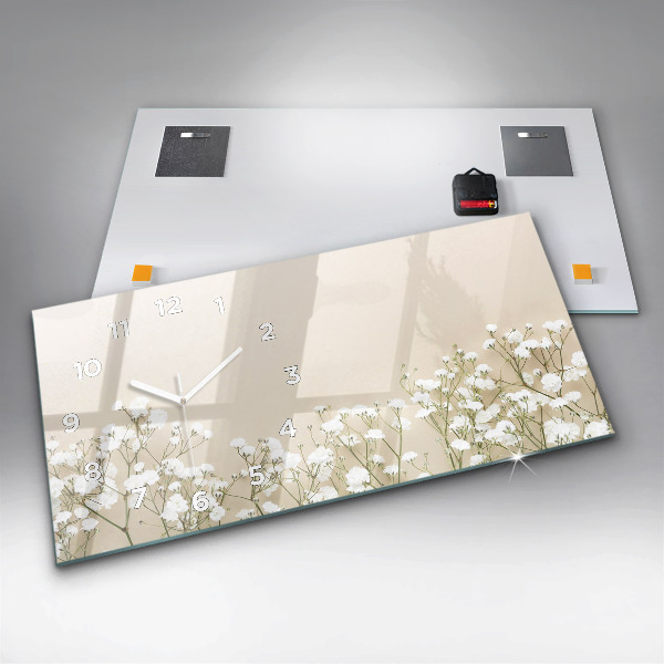 Zegar szklany poziomy Kwitnące kwiaty