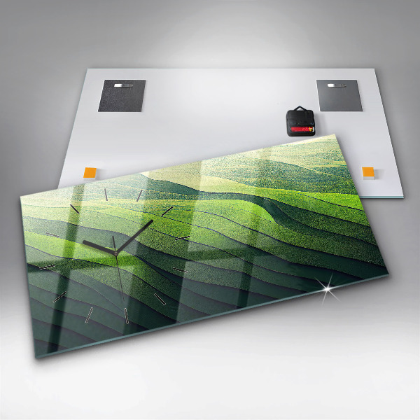 Zegar szklany poziomy Abstrakcja Zielone Pola