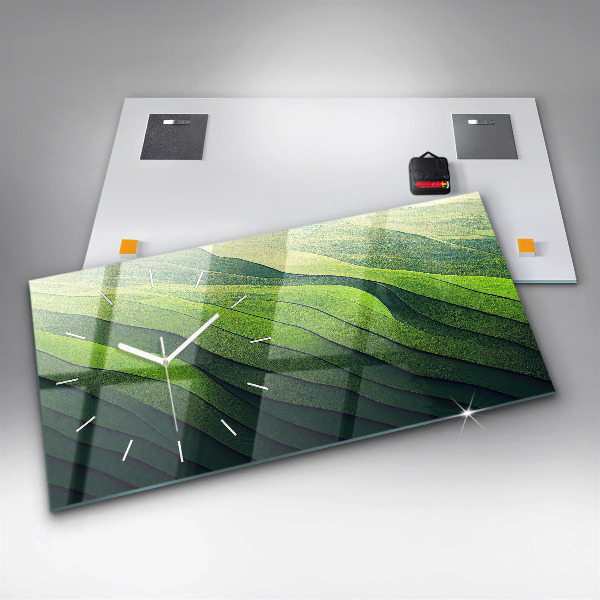 Zegar szklany poziomy Abstrakcja Zielone Pola